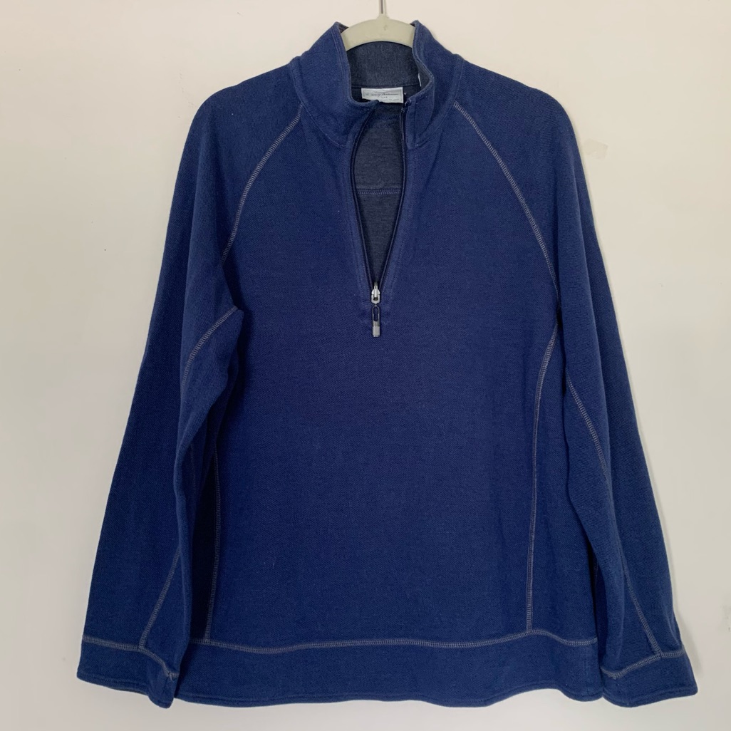 Tommy Bahama | Reversible Half Zip Pullover Sweater Jacket In Blue And Gray